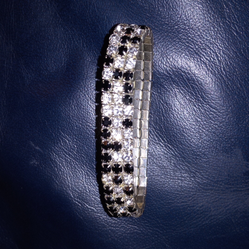 Cubic zirconium and black rhinestone bracelet